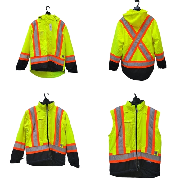 Work King Men's S42611 High Visibility 5-in-1 Safety System Jacket / Parka L &XL - Picture 3 of 11